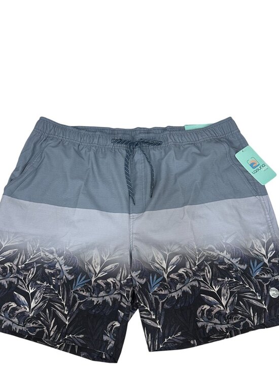 Laguna Swim Mens 2XL Swim Shorts Gray/Blue Palm Gradient Design Mesh Lining - Picture 1 of 12